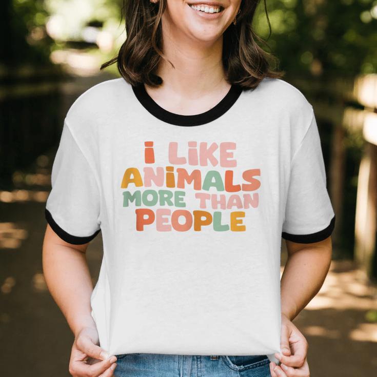 I Like Animals More Than People Sarcastic Introvert Unisex Cotton Ringer T-Shirt I Like Animals More Than People Sarcastic Introvert Unisex Cotton Ringer T-Shirt