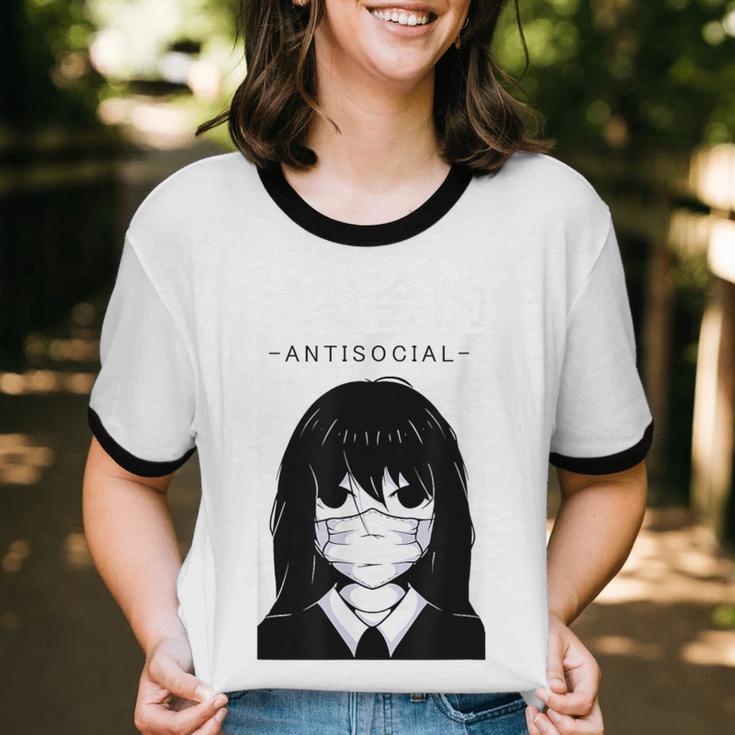 Anime Antisocial Introvert I Hate People Anti Social EMD Unisex Cotton Ringer T-Shirt