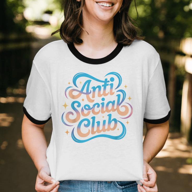 Anti-Social Club Introvert Humor Unisex Cotton Ringer T-Shirt