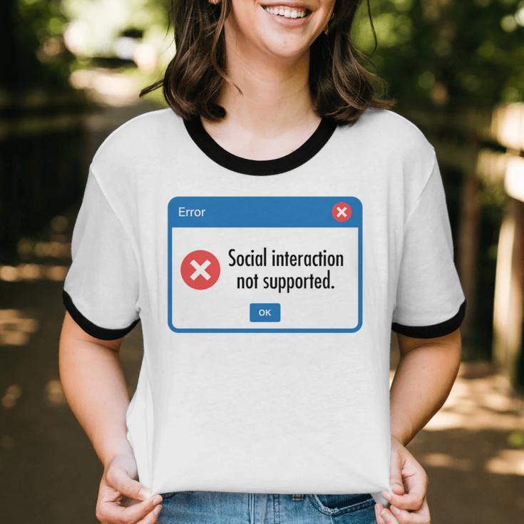 Anti Social Introvert Social Interaction Not Supported Unisex Cotton Ringer T-Shirt Anti Social Introvert Social Interaction Not Supported Unisex Cotton Ringer T-Shirt