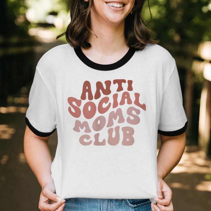Anti Social Moms Club On Back Retro Introvert Unsociable Unisex Cotton Ringer T-Shirt Anti Social Moms Club On Back Retro Introvert Unsociable Unisex Cotton Ringer T-Shirt