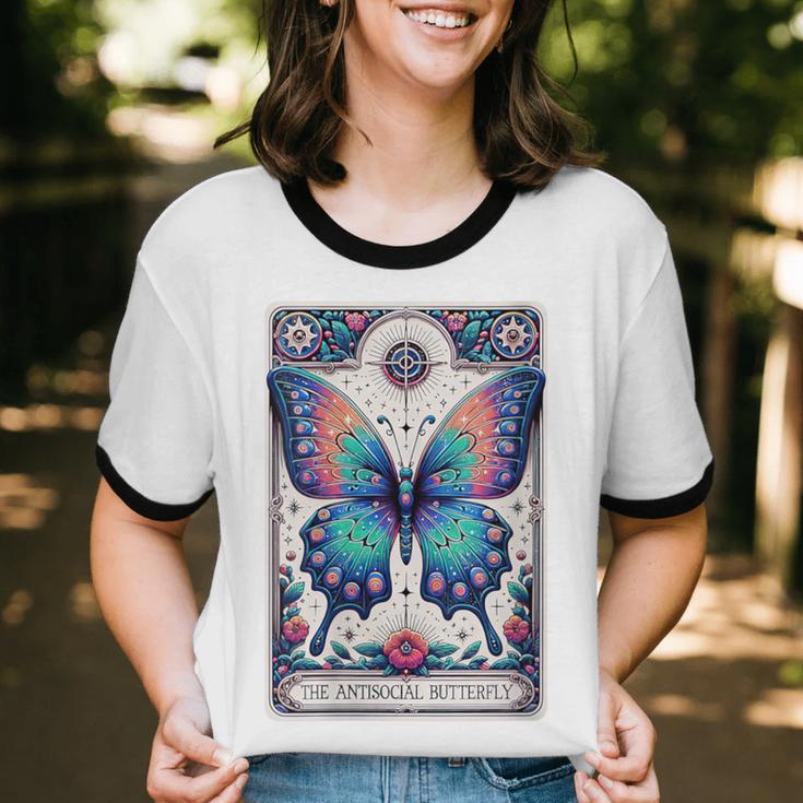 Antisocial Butterfly Introvert Distressed Unisex Cotton Ringer T-Shirt Antisocial Butterfly Introvert Distressed Unisex Cotton Ringer T-Shirt