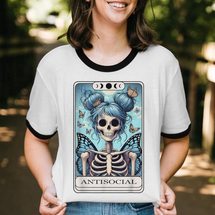 Antisocial Butterfly Tarot Card Introvert Women Stay Home Unisex Cotton Ringer T-Shirt Antisocial Butterfly Tarot Card Introvert Women Stay Home Unisex Cotton Ringer T-Shirt