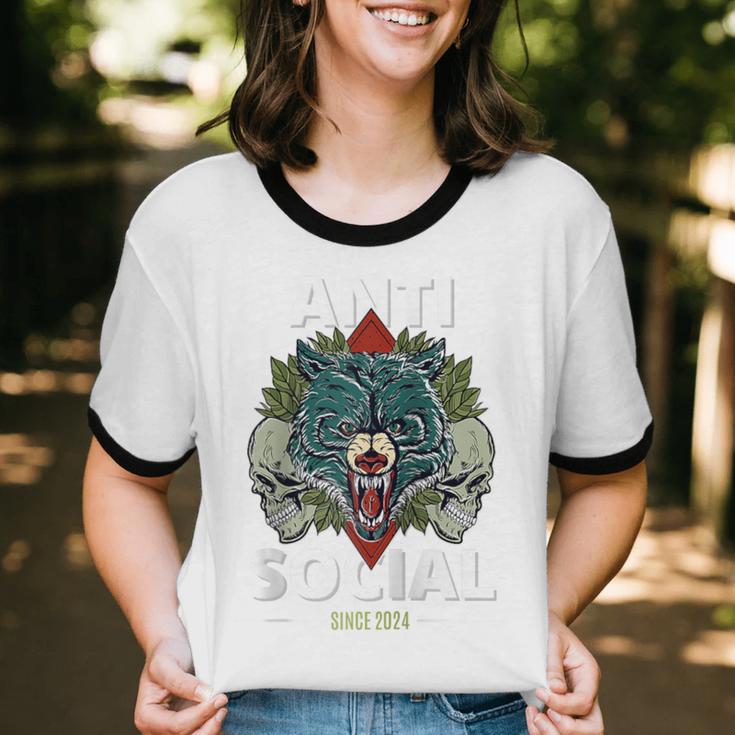Antisocial Introvert I Like Being Alone Raglan Baseball Tee Unisex Cotton Ringer T-Shirt