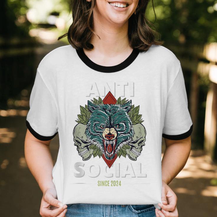 Antisocial Introvert I Like Being Alone Unisex Cotton Ringer T-Shirt Antisocial Introvert I Like Being Alone Unisex Cotton Ringer T-Shirt