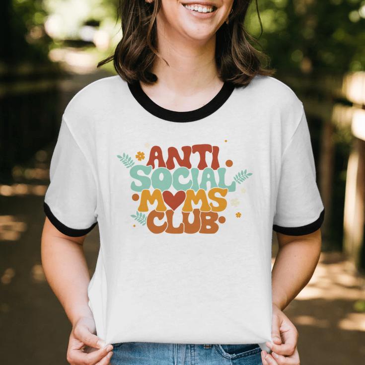 Antisocial Moms Club Introvert Mom Mothers Introverted Retro Unisex Cotton Ringer T-Shirt