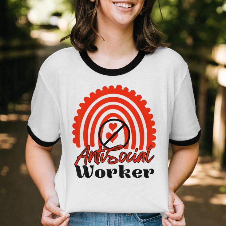 AntiSocial Worker Anti-Social Social Worker Introvert Unisex Cotton Ringer T-Shirt AntiSocial Worker Anti-Social Social Worker Introvert Unisex Cotton Ringer T-Shirt