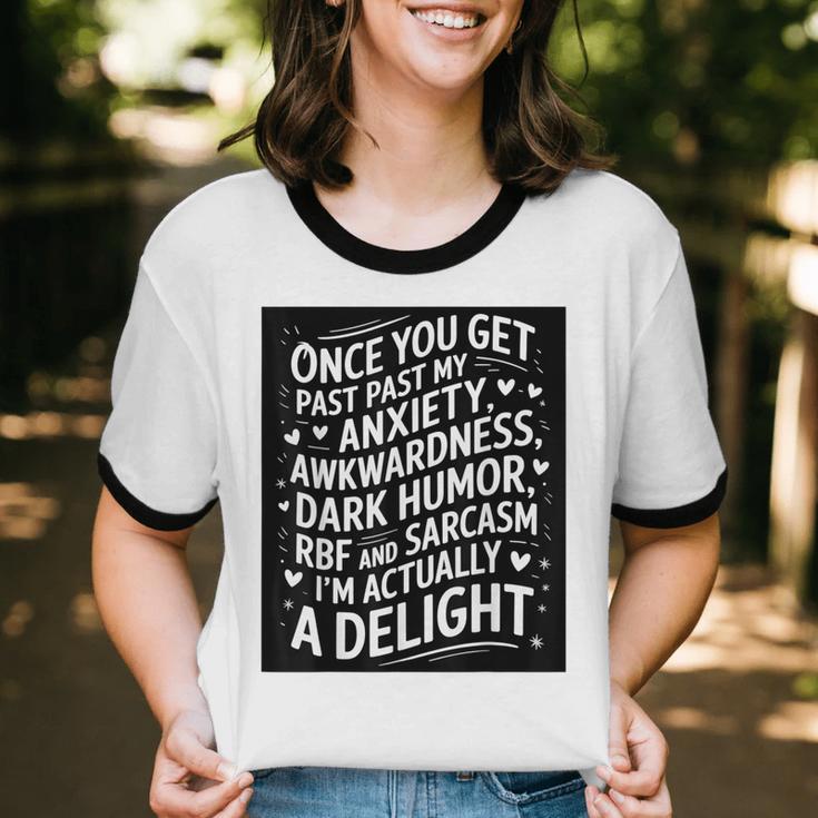 Anxiety Awkward Dark Humor Quote Introverts Sarcastic Unisex Cotton Ringer T-Shirt Anxiety Awkward Dark Humor Quote Introverts Sarcastic Unisex Cotton Ringer T-Shirt