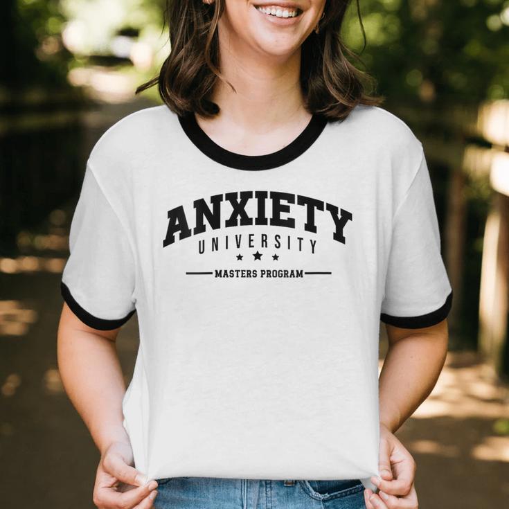 Anxiety University Anxious Antisocial Introvert Unisex Cotton Ringer T-Shirt Anxiety University Anxious Antisocial Introvert Unisex Cotton Ringer T-Shirt