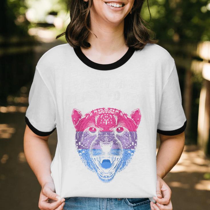 Bi Shy And Ready To Cry Bisexual Introvert Bi Pride Raglan Baseball Tee Unisex Cotton Ringer T-Shirt