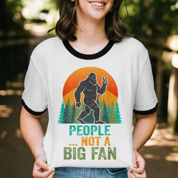 Bigfoot Introvert People Not A Big Fan Retro Sasquatch Unisex Cotton Ringer T-Shirt