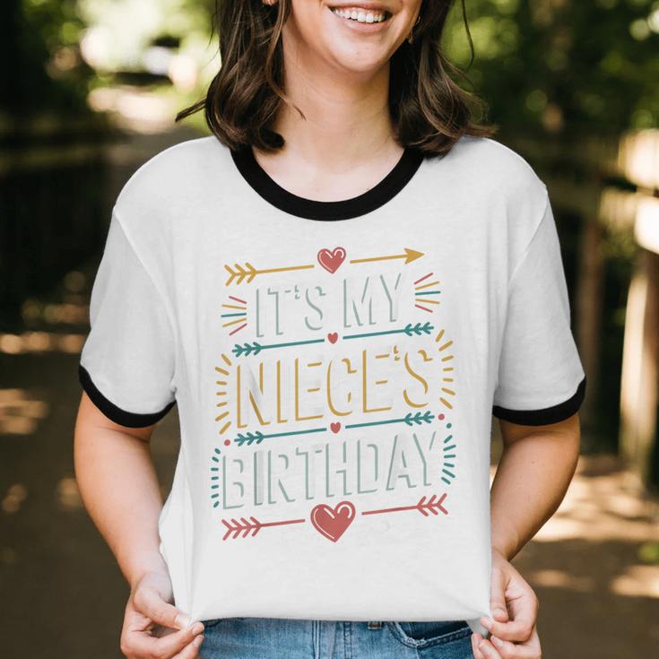 Boho Nostalgia It's My Niece's Birthday Women Kids Unisex Cotton Ringer T-Shirt Boho Nostalgia It's My Niece's Birthday Women Kids Unisex Cotton Ringer T-Shirt