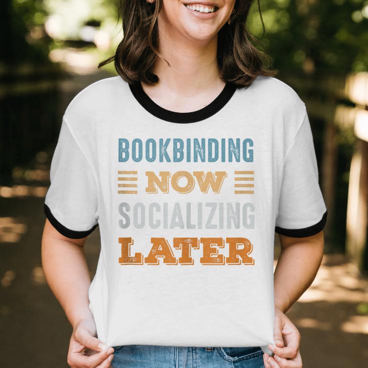 Bookbinding Now Minimal Socializing Introvert Vintage Unisex Cotton Ringer T-Shirt Bookbinding Now Minimal Socializing Introvert Vintage Unisex Cotton Ringer T-Shirt