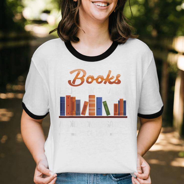 Books Helping Introverts Avoid Conversation Book Reading Unisex Cotton Ringer T-Shirt Books Helping Introverts Avoid Conversation Book Reading Unisex Cotton Ringer T-Shirt