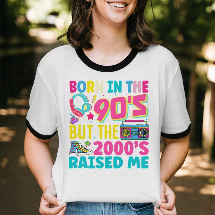 Born In The 90's But The 2000's Raised Me Y2K Nostalgia Unisex Cotton Ringer T-Shirt