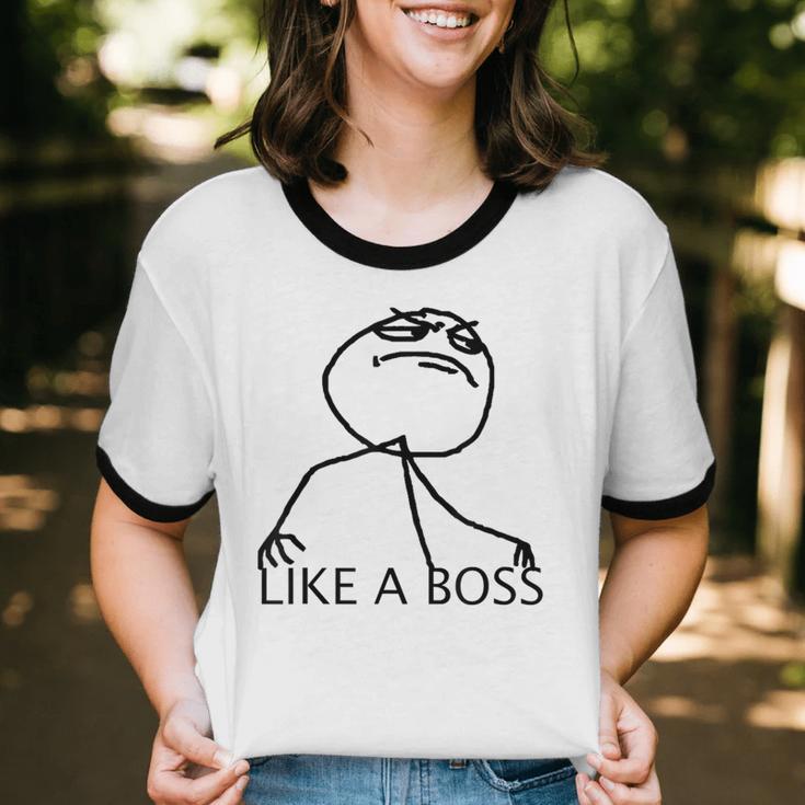 Like A Boss Rage Comic Meme Classic Internet Nostalgia Tee Unisex Cotton Ringer T-Shirt