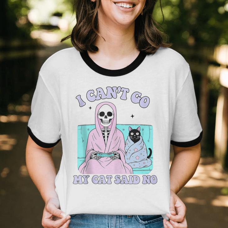 I Can't Go My Cat Said No Introvert Anxiety Cat Lover Unisex Cotton Ringer T-Shirt I Can't Go My Cat Said No Introvert Anxiety Cat Lover Unisex Cotton Ringer T-Shirt