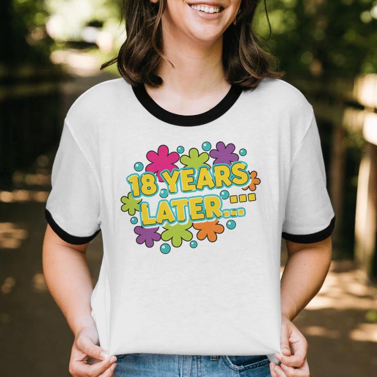 Cartoons Retro 18 Years Later Groovy Pop Art Nostalgia Premium Tri-Blend Unisex Cotton Ringer T-Shirt