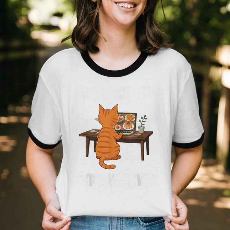 Cat Ignoring You Expert Level Orange Tabby Introvert Unisex Cotton Ringer T-Shirt