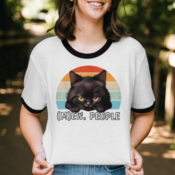 Cat Pun Introvert Anti Social Ew People Kitty Unisex Cotton Ringer T-Shirt Cat Pun Introvert Anti Social Ew People Kitty Unisex Cotton Ringer T-Shirt