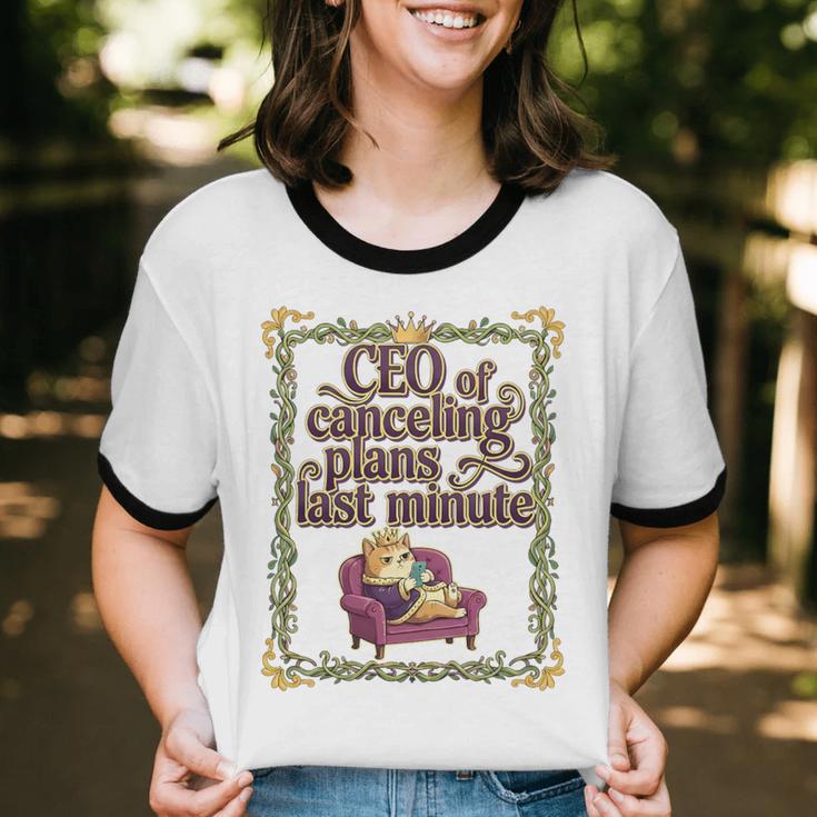 CEO Of Canceling Plans Flake Introvert Friend Premium Tri-Blend Unisex Cotton Ringer T-Shirt