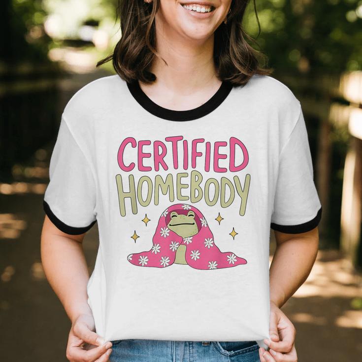 Certified Homebody Trendy Frog Introvert Unisex Cotton Ringer T-Shirt