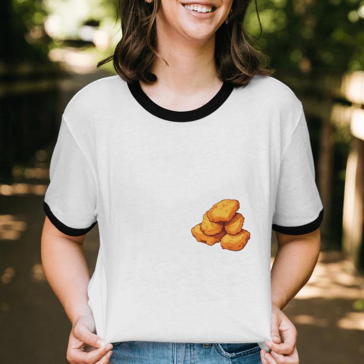 Chicken Nugget Saying Introvert Nuggie Foodie Food Unisex Cotton Ringer T-Shirt