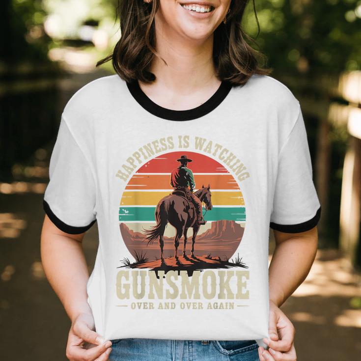 Classic Western Nostalgia Cowboy Sunset Unisex Cotton Ringer T-Shirt Classic Western Nostalgia Cowboy Sunset Unisex Cotton Ringer T-Shirt