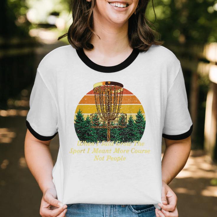 More Course Not People Disc Golf Introvert Golfer Antisocial Unisex Cotton Ringer T-Shirt