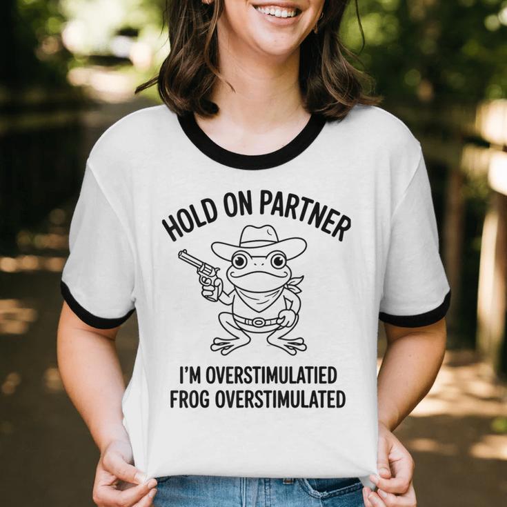 Cowboy Frog Overstimulated Western Meme Introverts Unisex Cotton Ringer T-Shirt