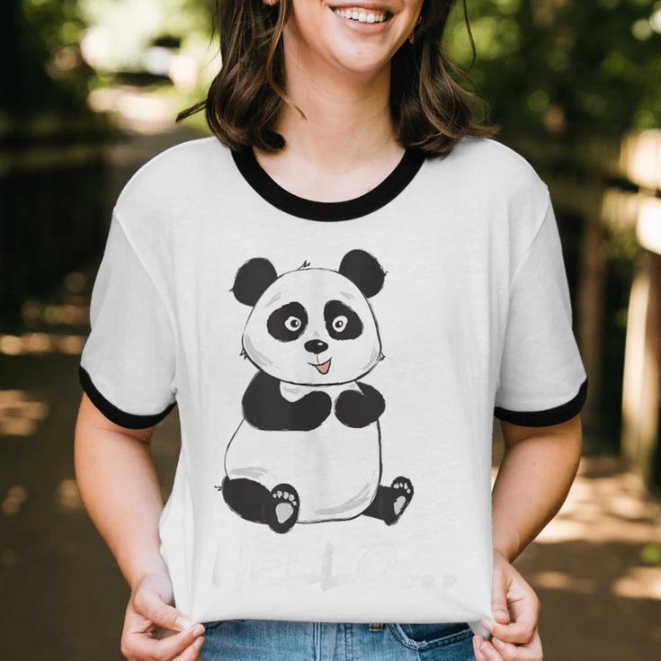 Cute Introvert Vibes – Panda Hello & Goodbye Unisex Cotton Ringer T-Shirt Cute Introvert Vibes – Panda Hello & Goodbye Unisex Cotton Ringer T-Shirt