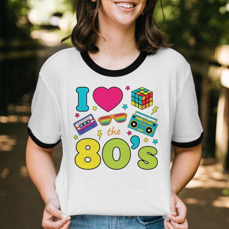 Dad I Love The 80's Retro 80s Nostalgia For Dad Premium Tri-Blend Unisex Cotton Ringer T-Shirt