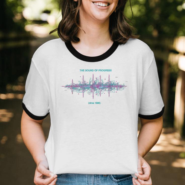 DIAL UP Modem Sound Of Progress 1996 Gen X Tech Nostalgia Unisex Cotton Ringer T-Shirt DIAL UP Modem Sound Of Progress 1996 Gen X Tech Nostalgia Unisex Cotton Ringer T-Shirt