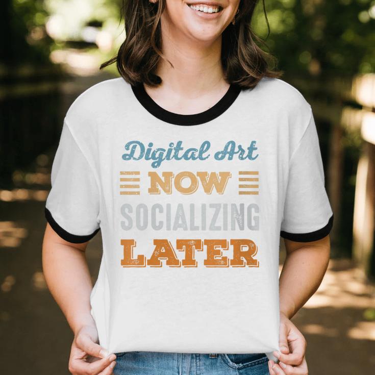 Digital Art Now Minimal Socializing Introvert Vintage Unisex Cotton Ringer T-Shirt Digital Art Now Minimal Socializing Introvert Vintage Unisex Cotton Ringer T-Shirt