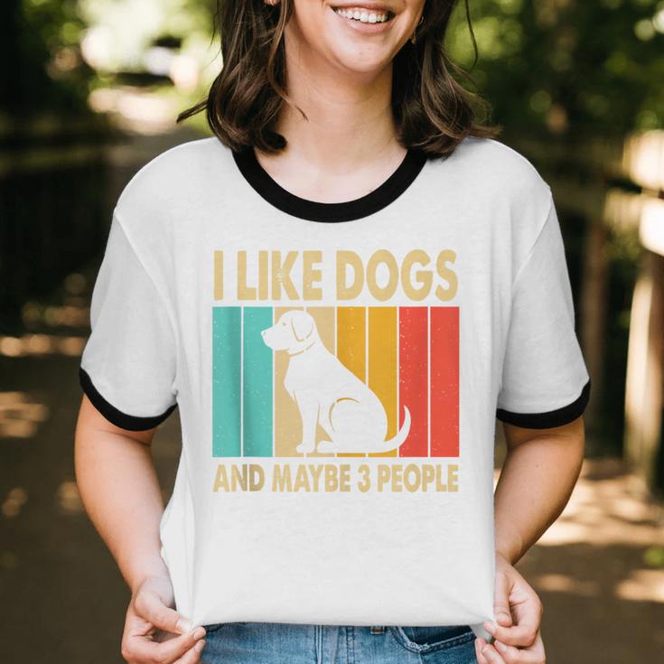 I Like Dogs And Maybe 3 People Introvert Unisex Cotton Ringer T-Shirt I Like Dogs And Maybe 3 People Introvert Unisex Cotton Ringer T-Shirt