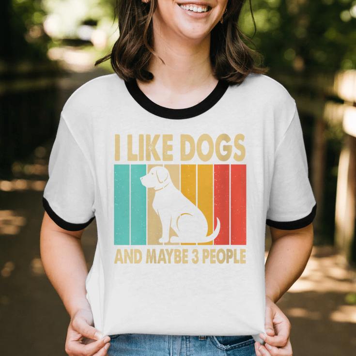 I Like Dogs And Maybe 3 People Introvert Unisex Cotton Ringer T-Shirt I Like Dogs And Maybe 3 People Introvert Unisex Cotton Ringer T-Shirt