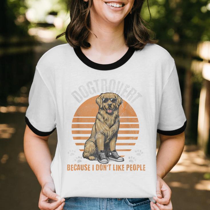 Dogtrovert Definition For Introvert Dog Lovers Unisex Cotton Ringer T-Shirt