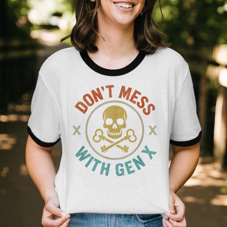 Don't Mess With Gen X Vintage Grunge Skull 80s Nostalgia Unisex Cotton Ringer T-Shirt Don't Mess With Gen X Vintage Grunge Skull 80s Nostalgia Unisex Cotton Ringer T-Shirt