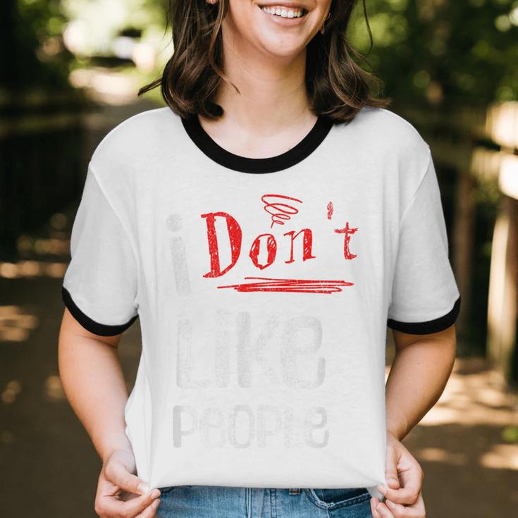I Don't Like People Introvert Small Unisex Cotton Ringer T-Shirt