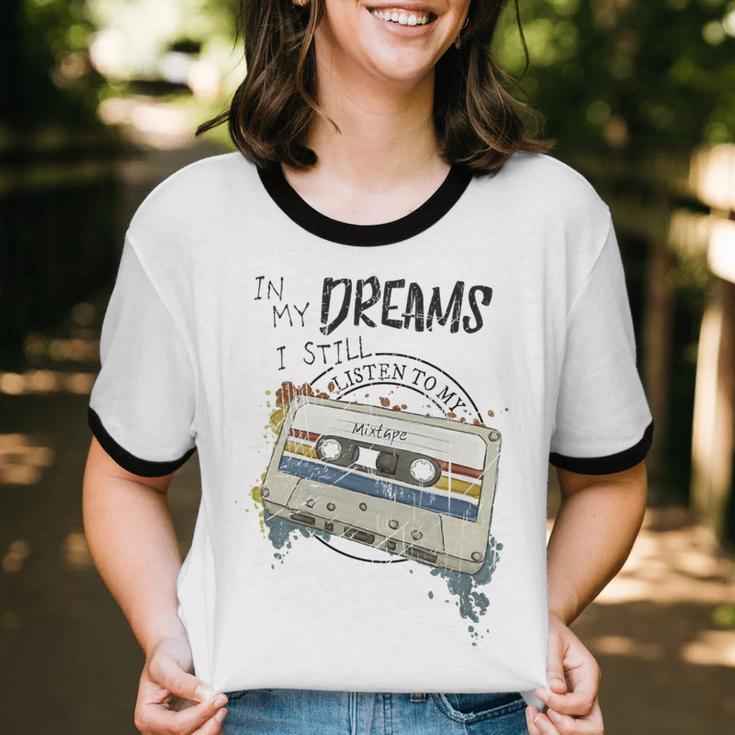 Dreams Of Music Mixtapes Retro Cassette Lifestyle Nostalgia Premium Tri-Blend Unisex Cotton Ringer T-Shirt