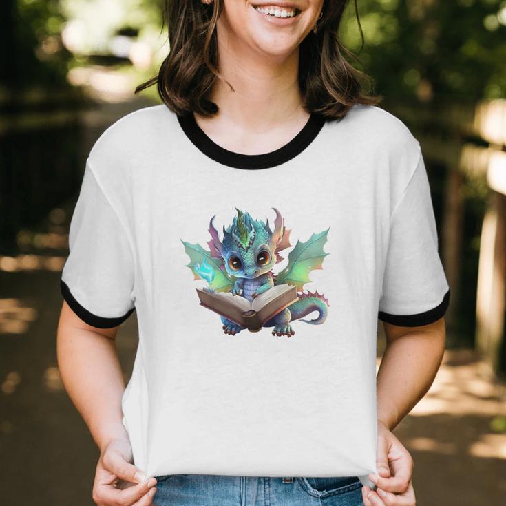 Easily Distracted By Dragon And Books Introvert Shirt Unisex Cotton Ringer T-Shirt Easily Distracted By Dragon And Books Introvert Shirt Unisex Cotton Ringer T-Shirt