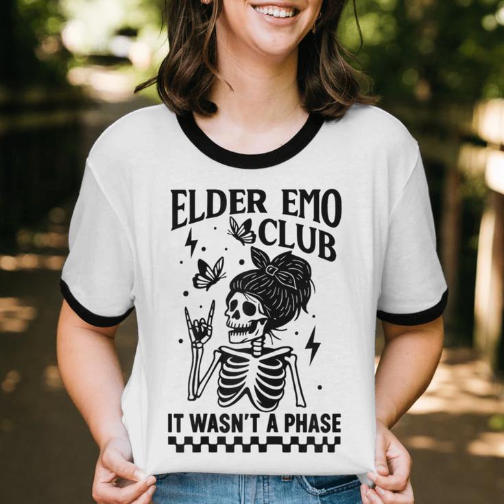 Elder Emo Club Skeleton Nostalgia It Wasn't a Phase Mom Unisex Cotton Ringer T-Shirt Elder Emo Club Skeleton Nostalgia It Wasn't a Phase Mom Unisex Cotton Ringer T-Shirt