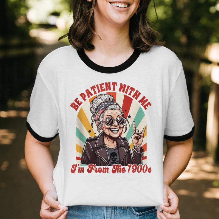 Elder Emo Grandma Nana Be Patient With Me I'm From The 1900s Unisex Cotton Ringer T-Shirt