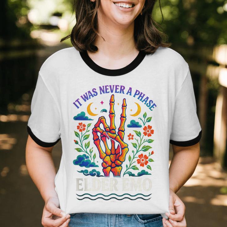 Elder Emo Nostalgia Skeleton Hand Unisex Cotton Ringer T-Shirt