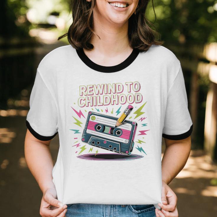 Elder Millennials Embracing 90s Rewind Nostalgia Vibes Unisex Cotton Ringer T-Shirt Elder Millennials Embracing 90s Rewind Nostalgia Vibes Unisex Cotton Ringer T-Shirt