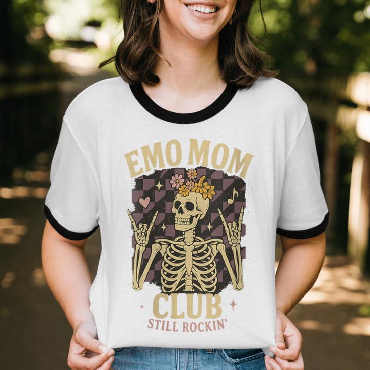 Emo Mom Club Still Rockin Skeleton Nostalgia Women Mother Unisex Cotton Ringer T-Shirt