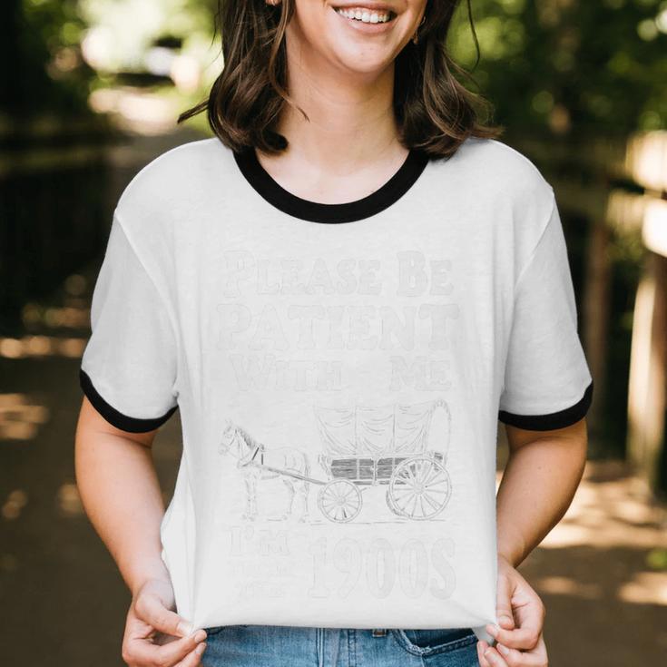 Endearing Wagon Humor Please Be Patient I'm From The 1900s Premium Unisex Cotton Ringer T-Shirt Endearing Wagon Humor Please Be Patient I'm From The 1900s Premium Unisex Cotton Ringer T-Shirt