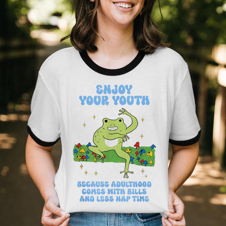 Enjoy Adulthood Comes With Bills Nostalgia Regret Unisex Cotton Ringer T-Shirt Enjoy Adulthood Comes With Bills Nostalgia Regret Unisex Cotton Ringer T-Shirt
