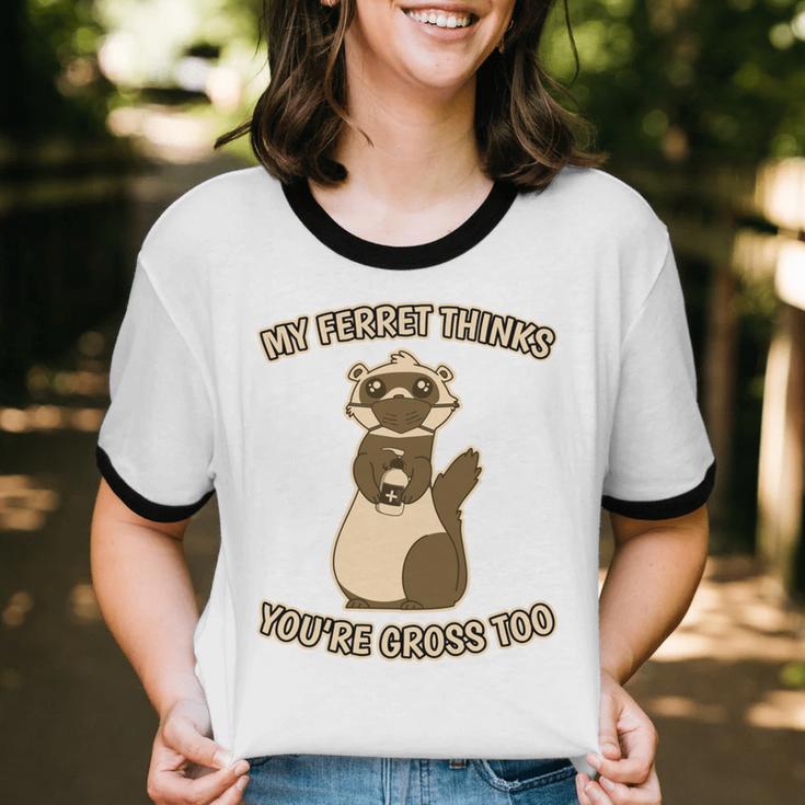 Ew People Ferret Saying Mask Introvert Ferrets Unisex Cotton Ringer T-Shirt Ew People Ferret Saying Mask Introvert Ferrets Unisex Cotton Ringer T-Shirt