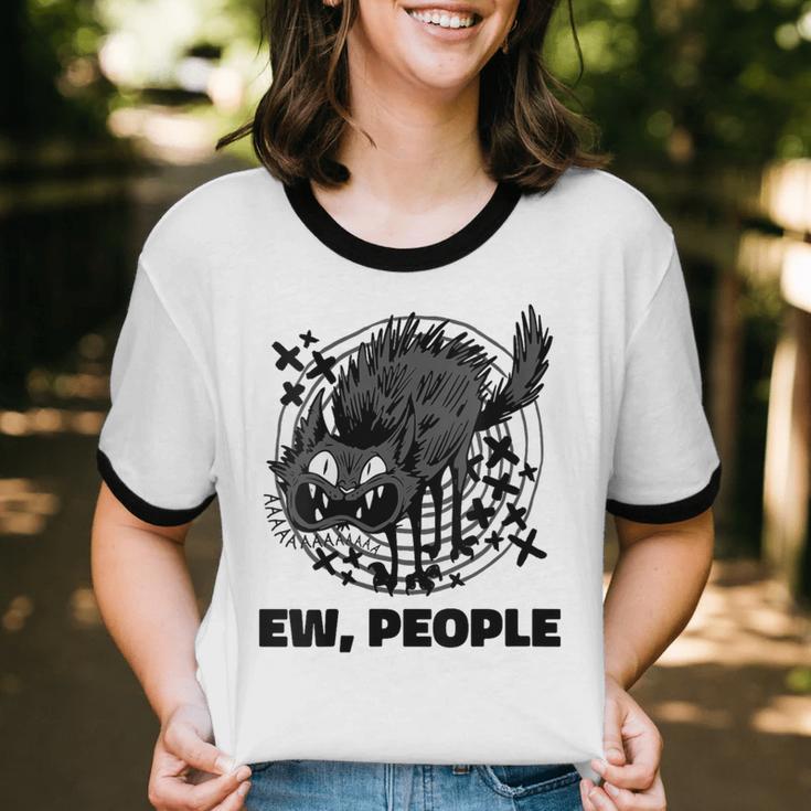 Ew People Introvert Cat Lover Crazy Cats Lady Unisex Cotton Ringer T-Shirt